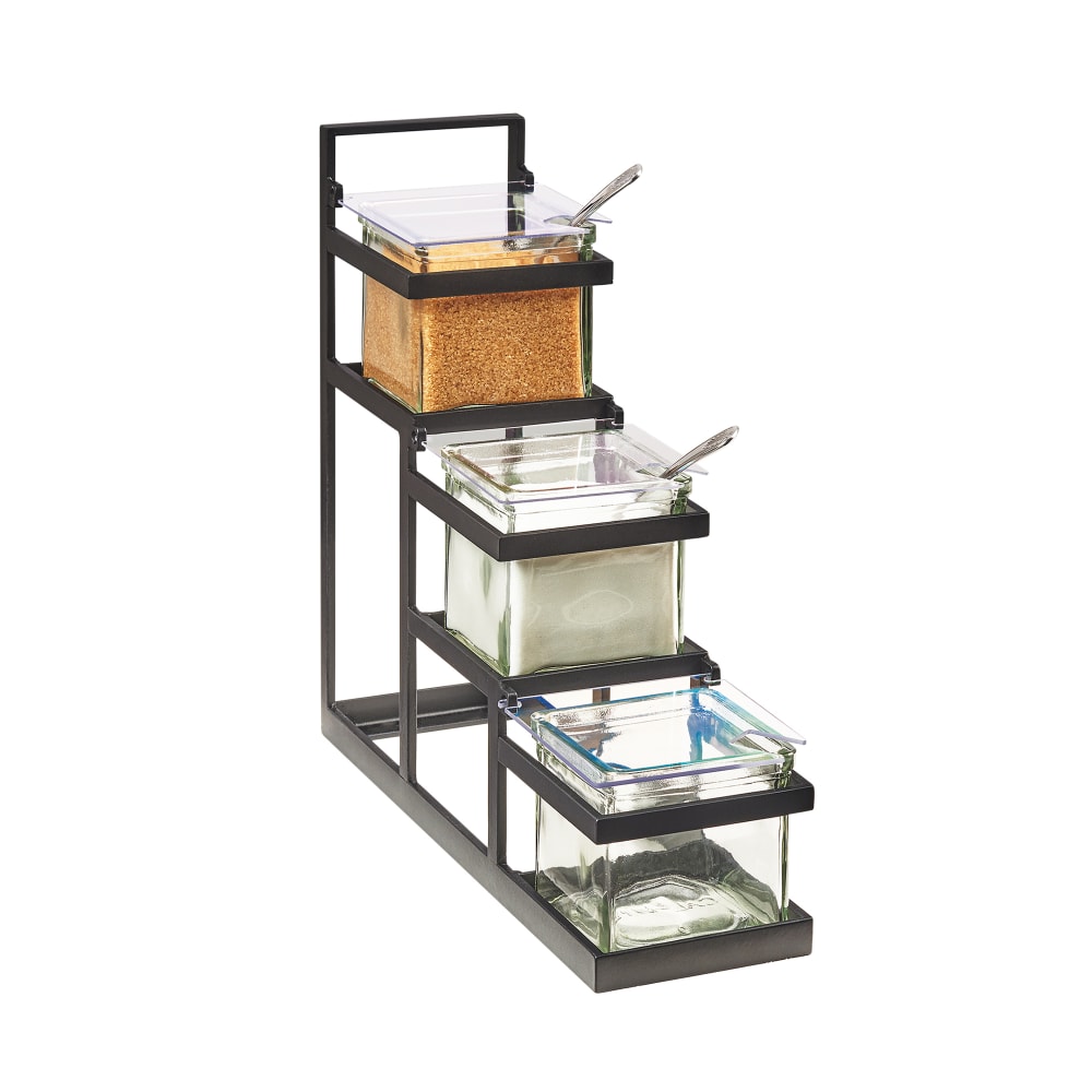 Cal-Mil 3605-13 Rectangular 3 Compartment Condiment Jar Display - Clear/Black