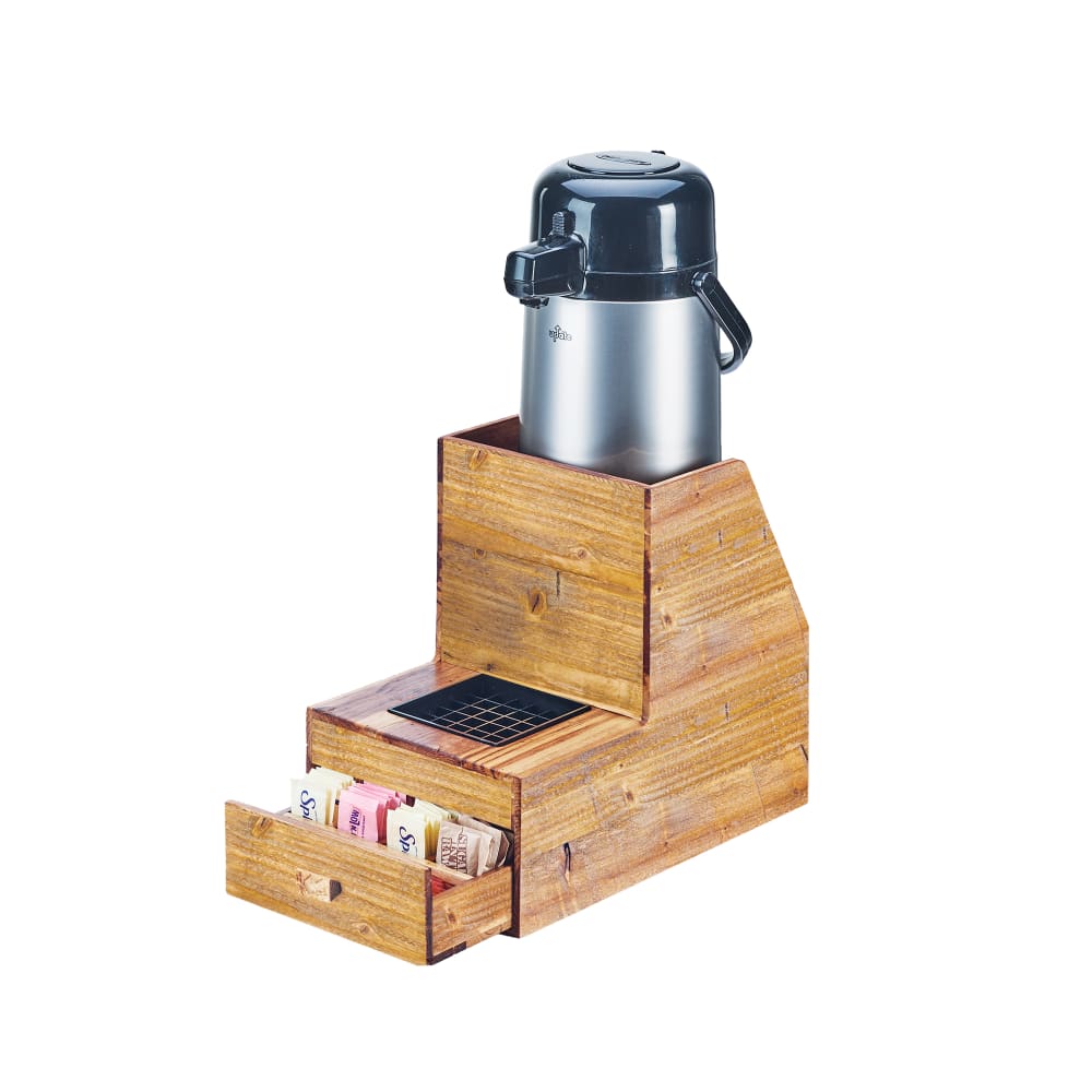 Cal-Mil 3623-99 11 1/4" Airpot Stand w/ Drip Tray & Drawer - Holds (1) Airpot, Wood