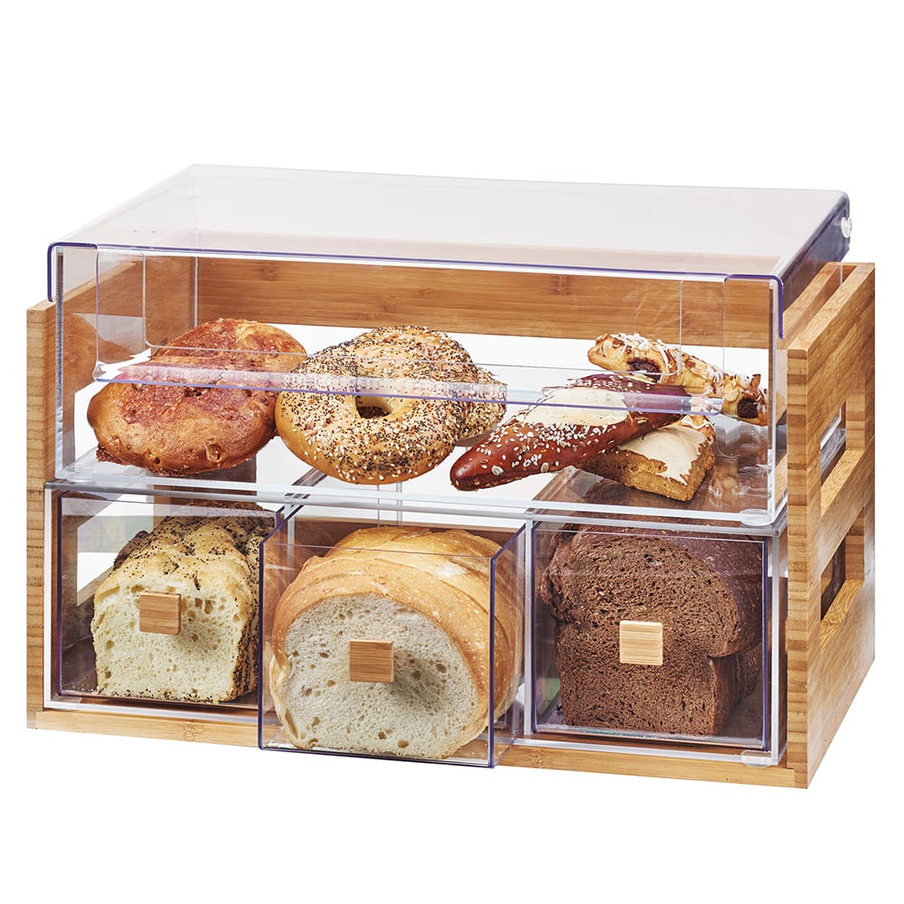 Cal-Mil 3624-60 4 Section Pastry Display Case - Bamboo/Acrylic