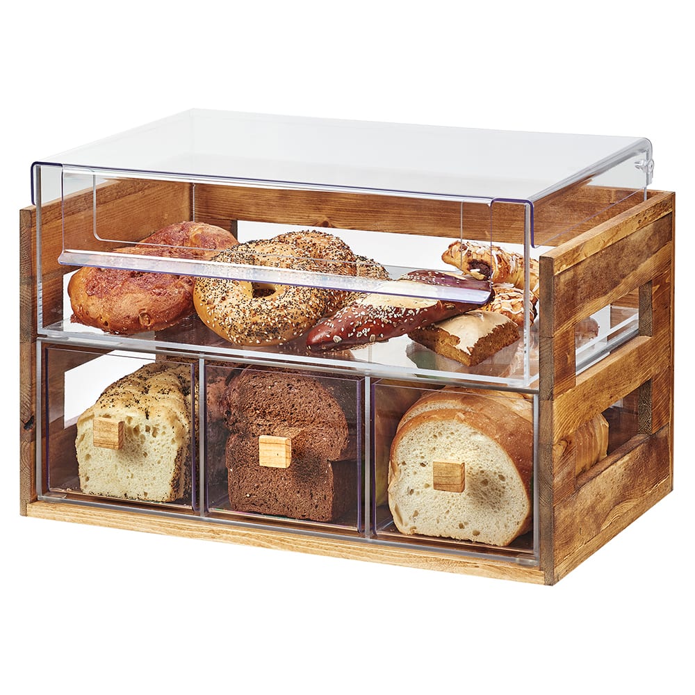 Cal-Mil 3624-99 4 Section Pastry Display Case - Reclaimed Wood/Acrylic