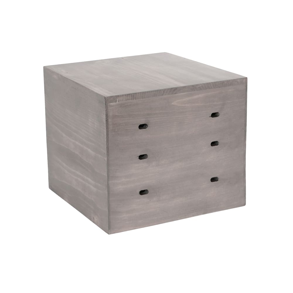 Cal-Mil 3628-10-110 12" Square Display Riser Crate - 10"H w/ Brackets Cutout, Pine Wood, Gray Wash