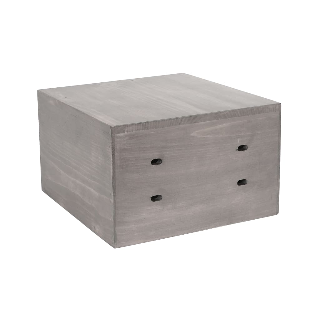 Cal-Mil 3628-7-110 12" Square Display Riser Crate - 7"H w/ Brackets Cutout, Pine Wood, Gray Wash