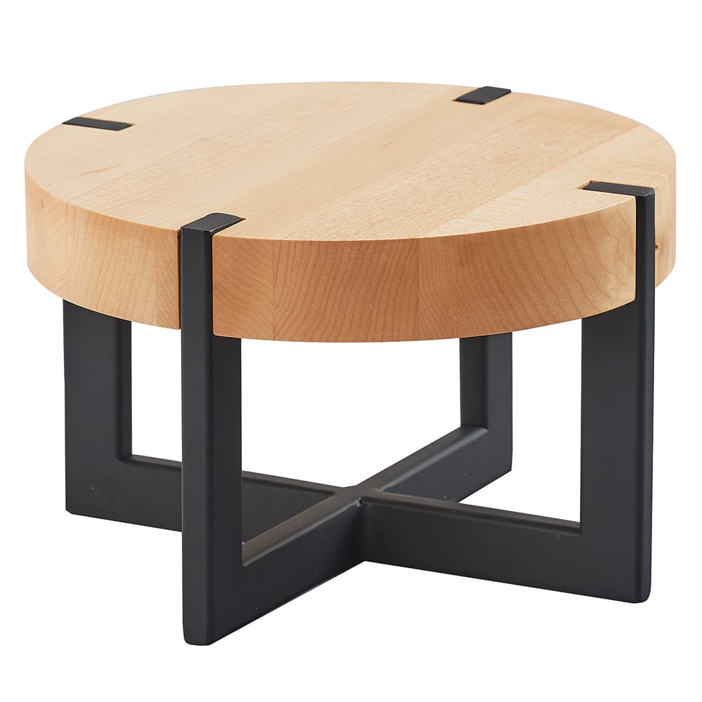 Cal-Mil 3642-9-71 9 1/2" Round Buffet Riser - 6"H, Maple/Black Metal