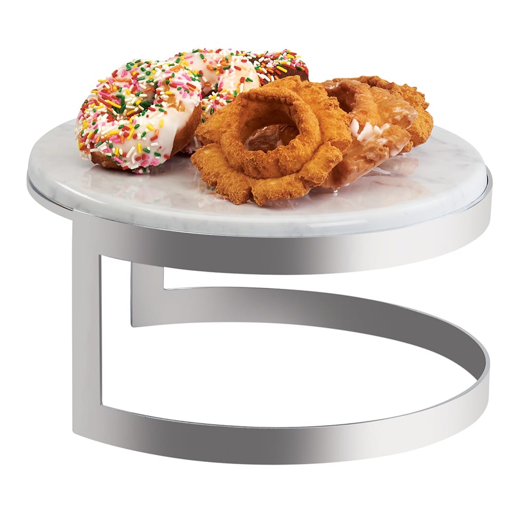 Cal-Mil 3680-126-81M 12" Round Display Riser w/ Faux Marble Melamine Top, Stainless w/ Chrome Finish