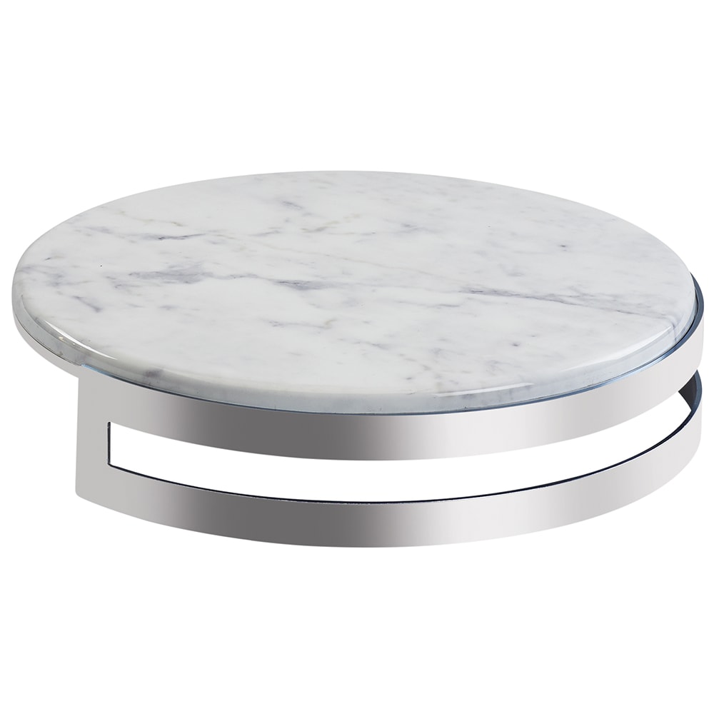 Cal-Mil 3680-153-81M 15" Round Display Riser w/ Faux Marble Melamine Top, Stainless w/ Chrome Finish