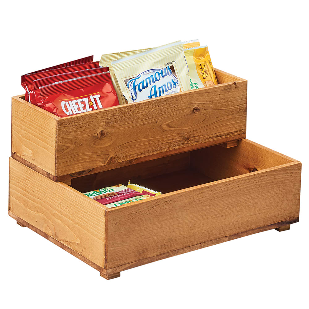 Cal-Mil 3682-55-99 5" Square Stacking Display Bin - 3 1/4"H, Reclaimed Wood