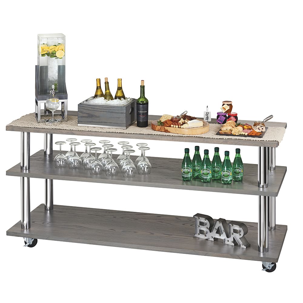 Cal-Mil 3698-4-87 48" Beverage Service Cart w/ (3) Levels - Oak/Metal, Dark Gray