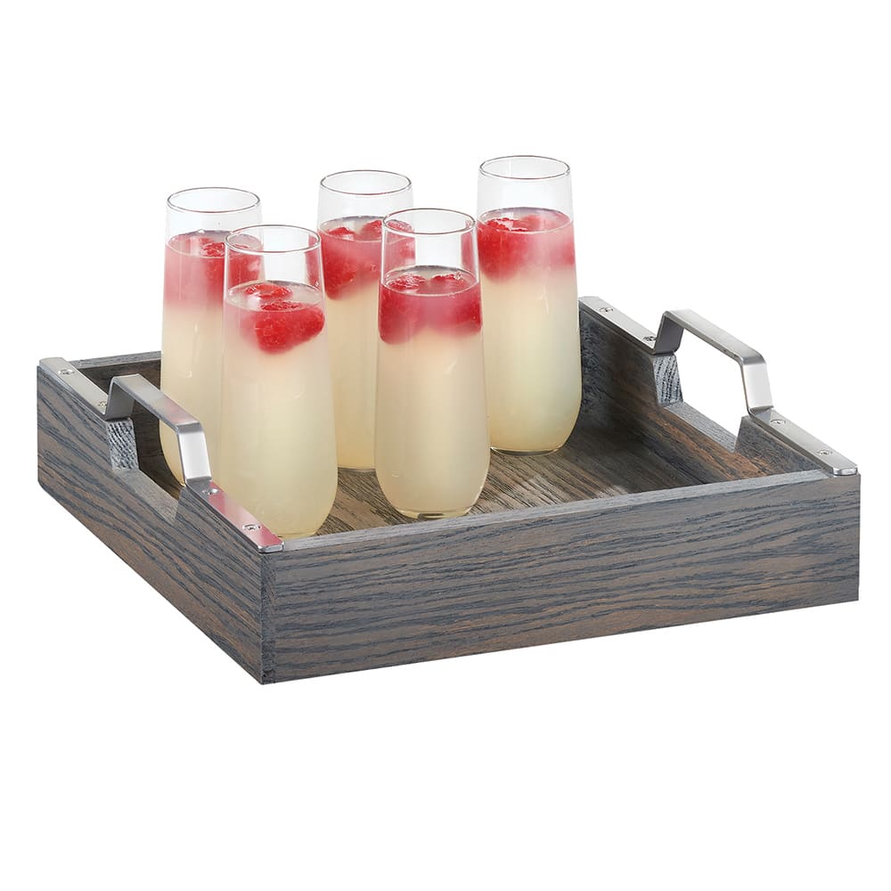 Cal-Mil 3701-83 12" Square Serving Tray w/ Handles - Wood, Ash Gray