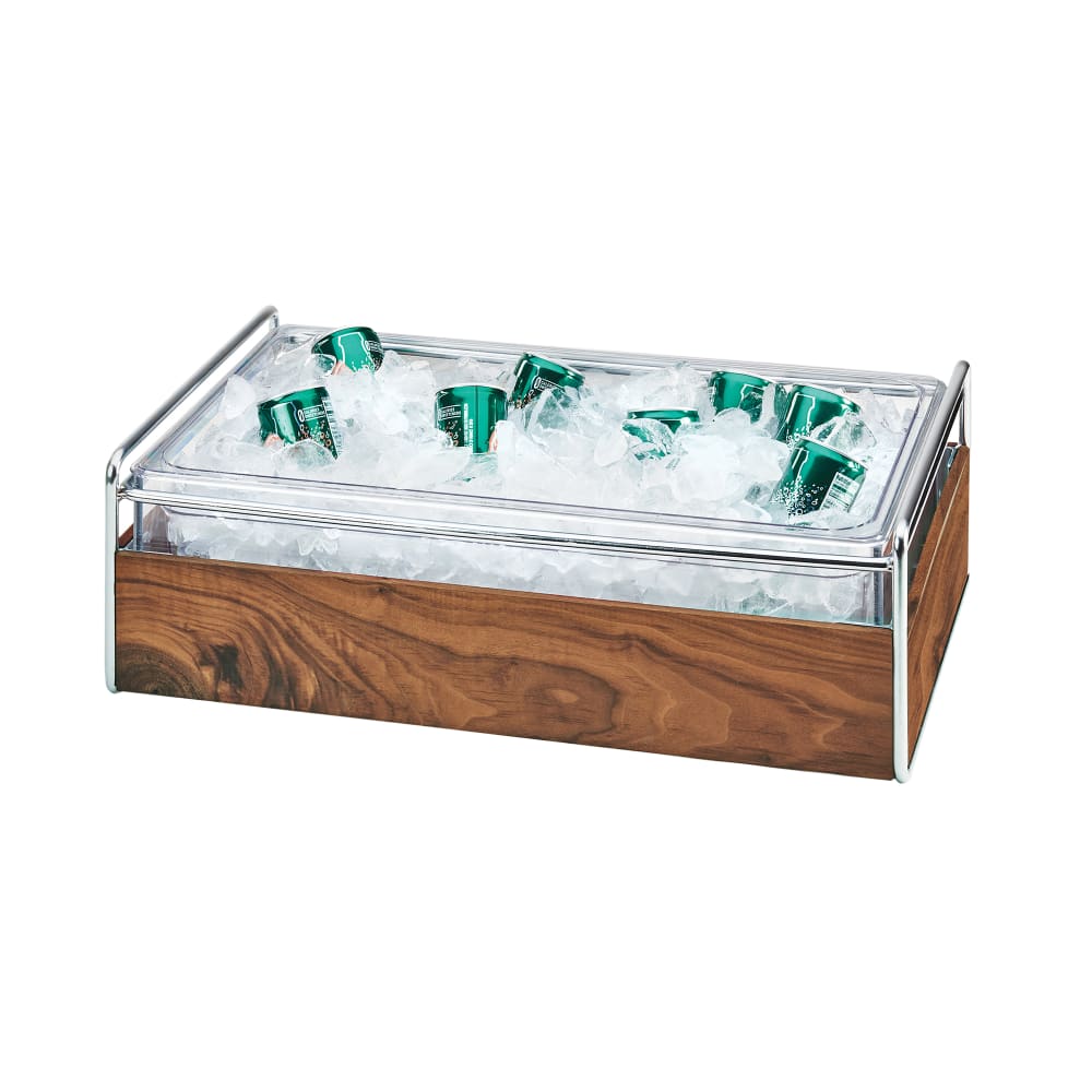 Cal-Mil 3702-12-49 Rectangular Ice Housing - 21 3/4"L x 13 1/2"W x 7 1/4"H, Wood/Chrome Frame