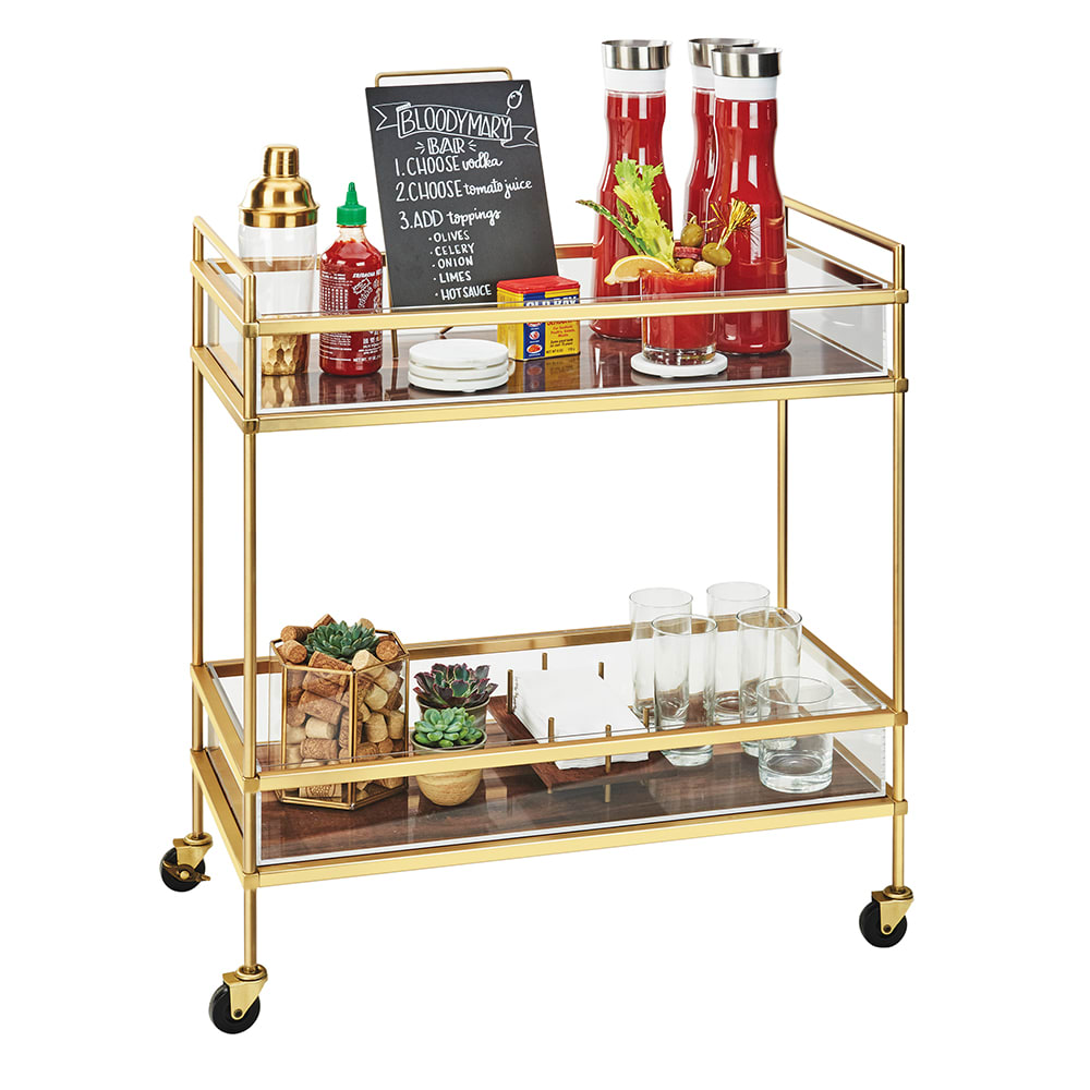 Cal-Mil 3719-46 Mobile Beverage Service Cart w/ (2) Shelves - 27"W x 16"D x 36"H, Brass