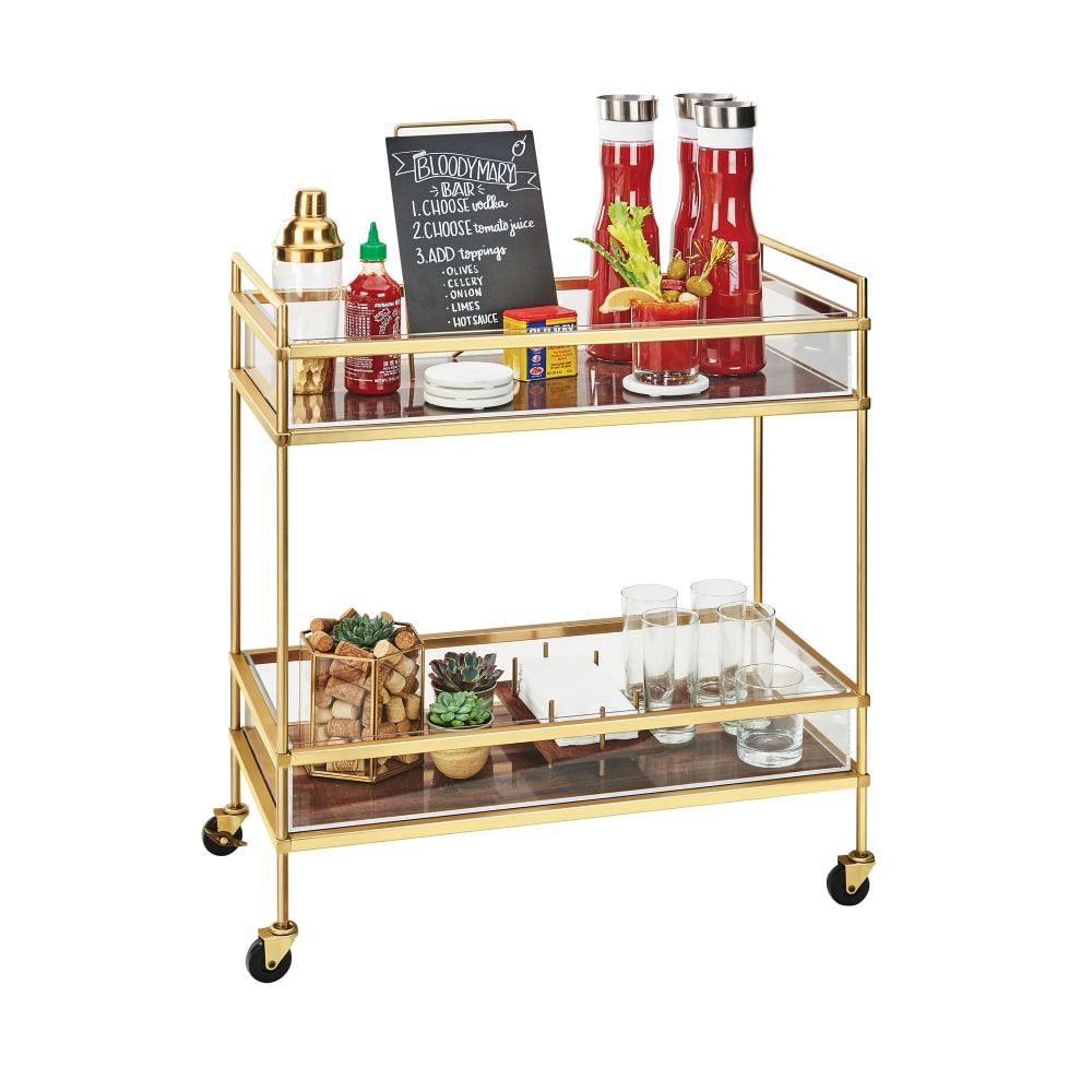 Cal-Mil 3719-49 Mobile Beverage Service Cart w/ (2) Shelves - 27"W x 16"D x 36"H, Chrome