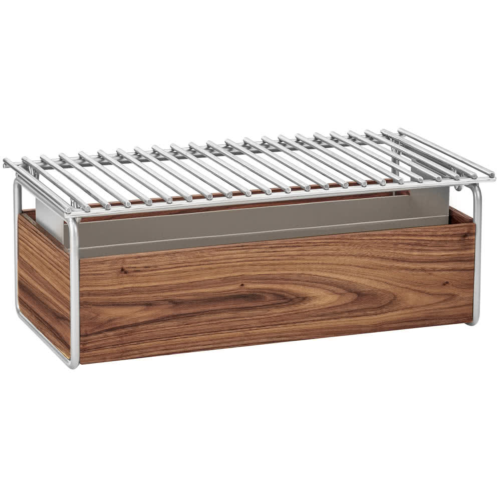 Cal-Mil 3722-49 Chafer Grill w/ Fuel Holder - 22" x 12", Walnut/Chrome