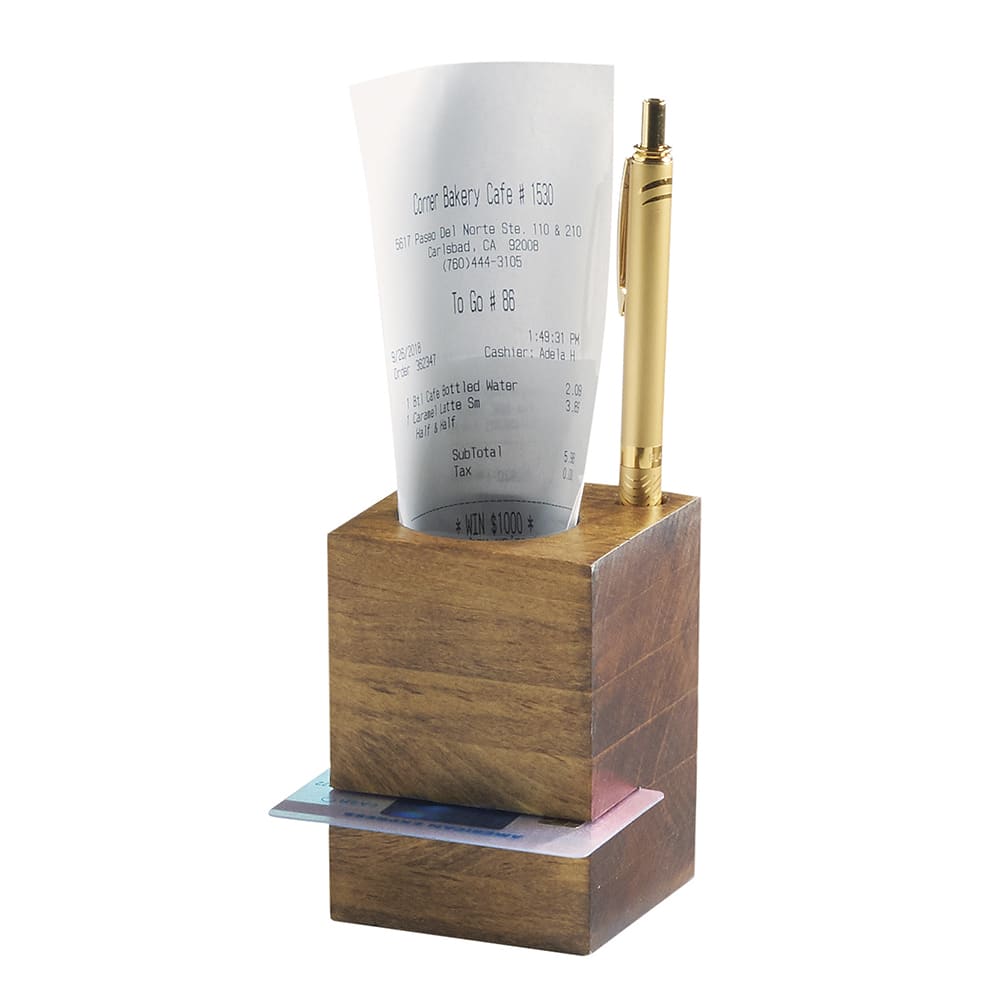 Cal-Mil 3734-99 3 Section Guest Check Holder - 2 3/4"L x 2 3/4"W x 4"H, Rustic Pine