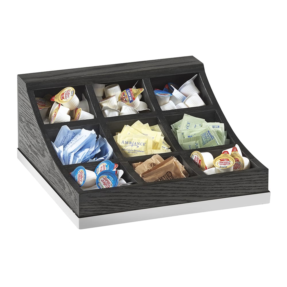 Cal-Mil 3801-87 Condiment Organizer w/ (9) Bins - 13" x 13 3/8" x 6 1/8" - Oak, Dark Gray