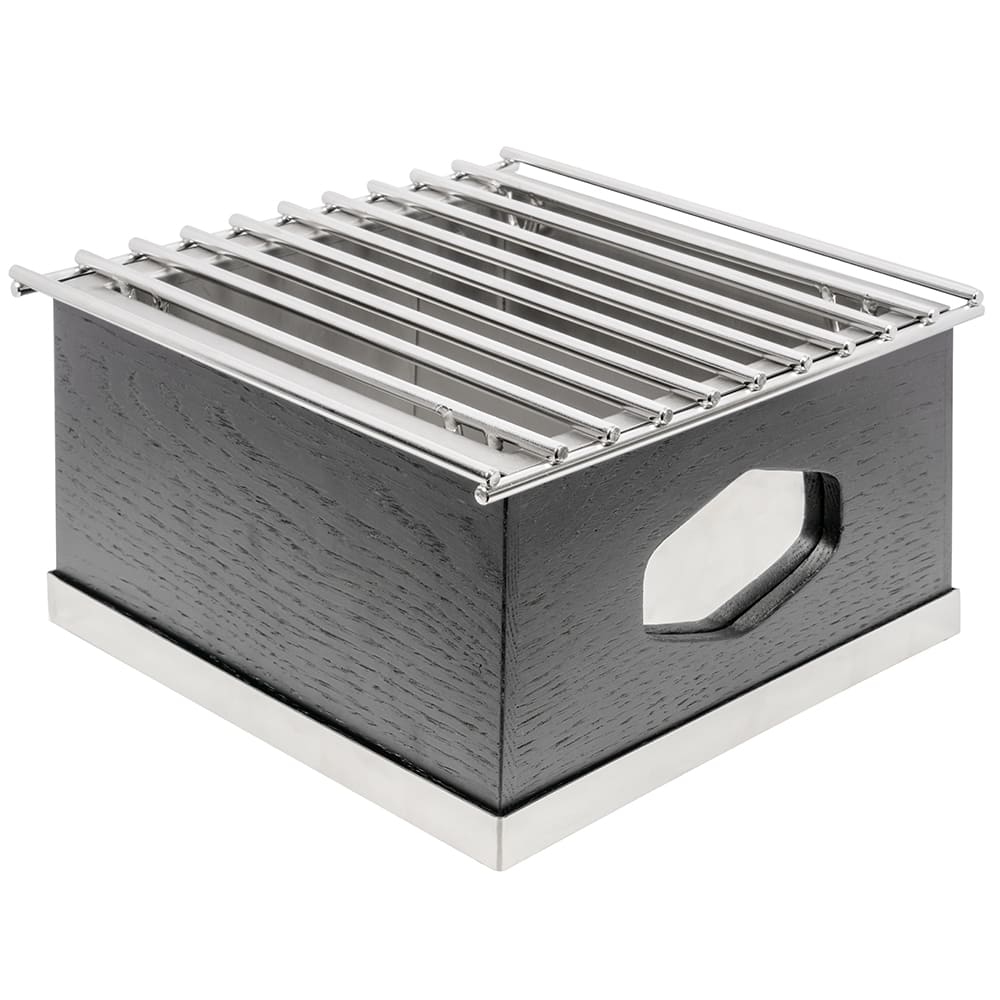 Cal-Mil 3814-87 Rectangular Chafer Alternative - 10 1/4" x 10" x 5 1/2" - Oak/Metal, Dark Gray