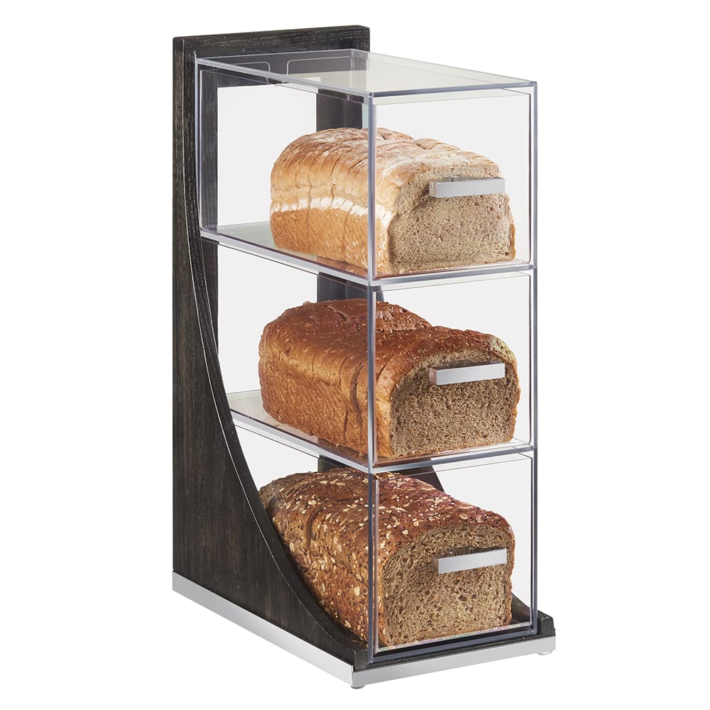 Cal-Mil 3815-87 3 Tier Vertical Bread Case w/ Wood Frame & Clear Acrylic Body, Dark Gray