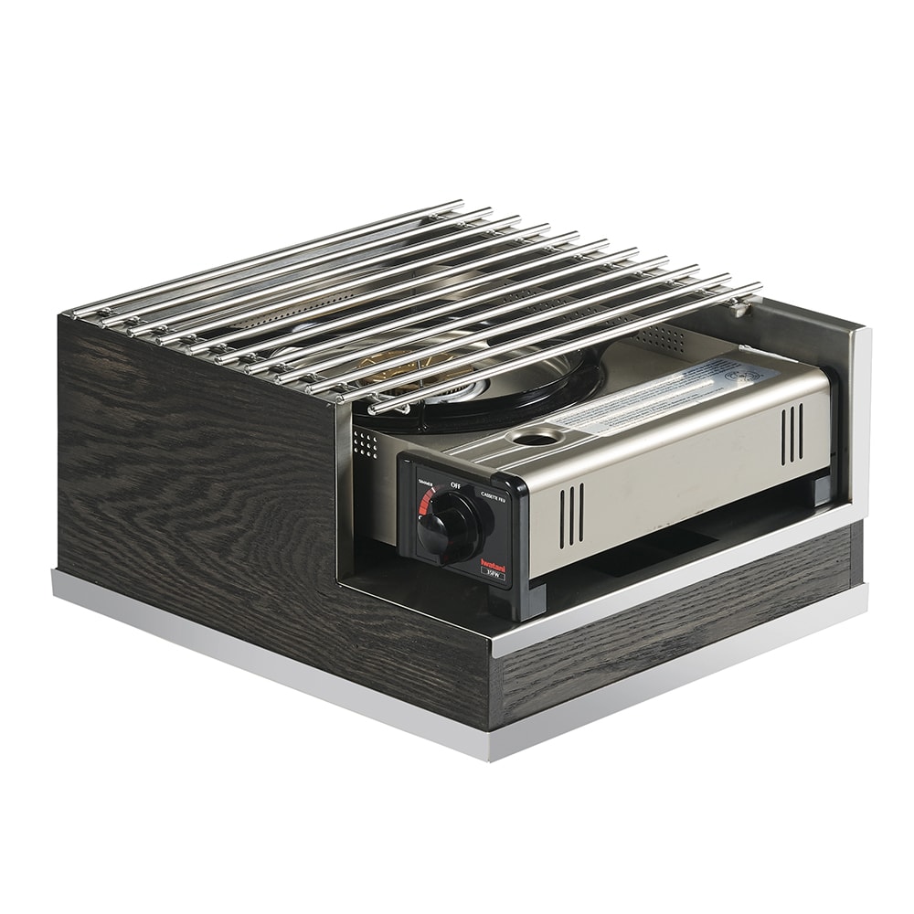 Cal-Mil 3816-87 Frame w/ Steel Grill Top for Butane Stove - 12"W x 14"D x 7 1/2"H, Oak/Metal