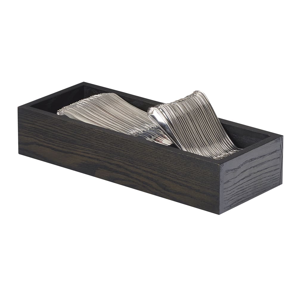 Cal-Mil 3819-87 2 Compartment Flatware Organizer - 15 1/4" x 5 1/2", Oak, Dark Gray