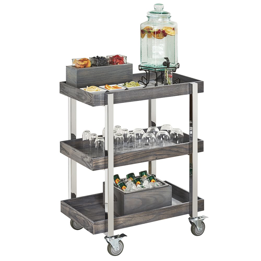 Cal-Mil 3834-83 Ashwood Beverage Serving Cart w/ (3) Shelves - 31"W x 20 1/8"D x 44"H, Metal/Gray Wood