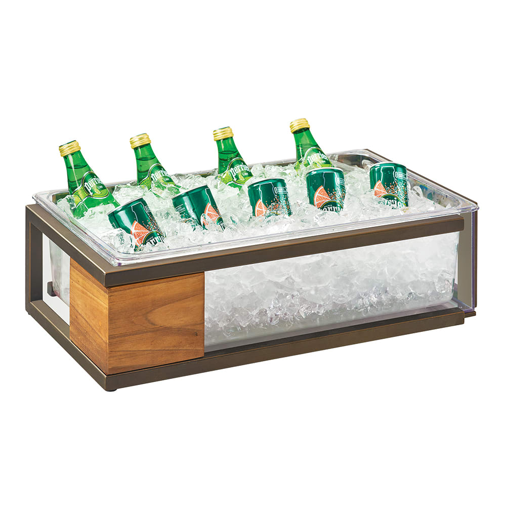 Cal-Mil 3905-12-84 Rectangular Ice Housing - 21 1/4"L x 13 3/4"W x 6"H, Wood/Bronze Frame
