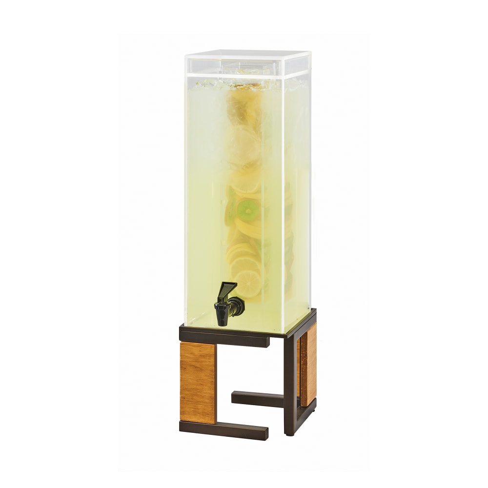 Cal-Mil 3906-3-84 3 gal Beverage Dispenser w/ Ice Tube - Plastic Container, Wood/Bronze Base