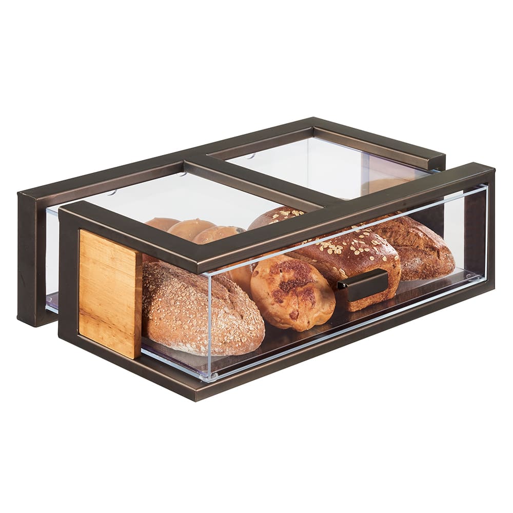 Cal-Mil 3928-84 1 Drawer Bread Case - 22 1/2"W x 14 1/2"D x 7 1/2"H, Plastic Case, Bronze Frame
