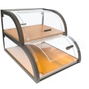 Cal-Mil 3931-S-84 2 Tier Pastry Display Case w/ Wood Trays - Plastic Case, Bronze Frame thumbnail 3