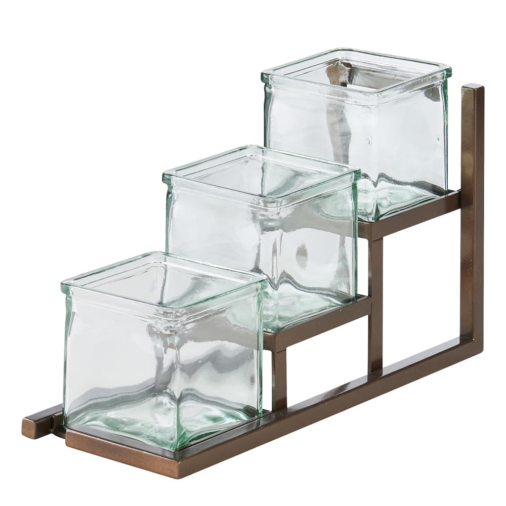 Cal-Mil 4304-84 Rectangular 3 Compartment Condiment Jar Display - Clear/Brown