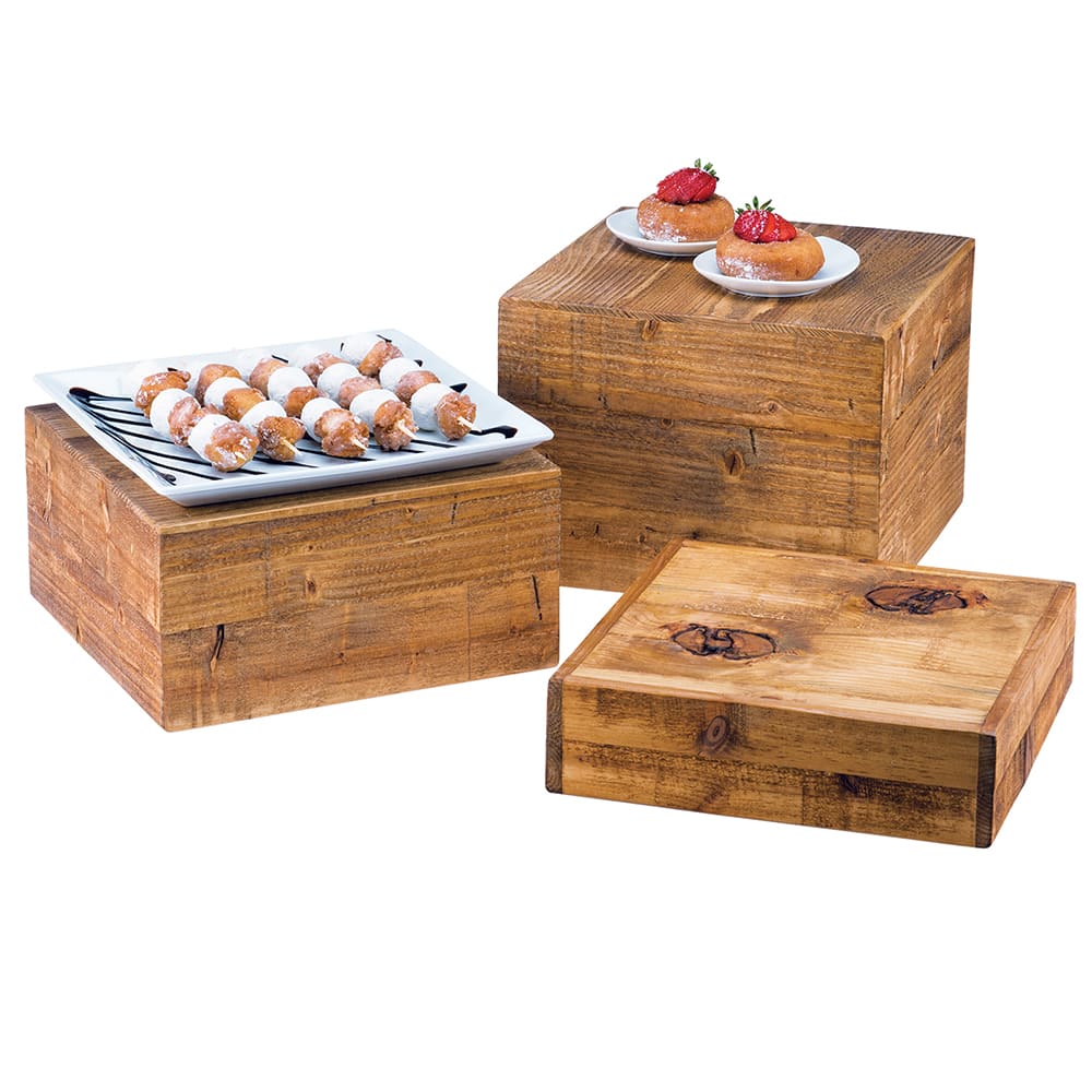 Cal-Mil 432-3-99 12" Square Display Riser Crate - 3 1/4"H, Reclaimed Wood