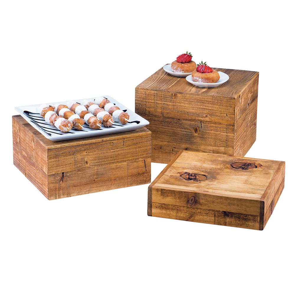 Cal-Mil 432-6-99 12" Square Display Riser Crate - 6"H, Reclaimed Wood