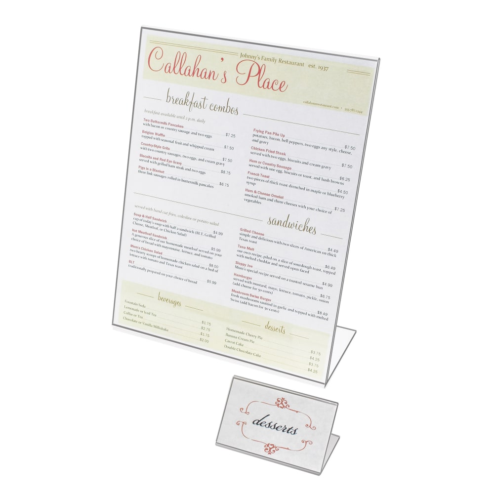 Cal-Mil 509 Tabletop Menu Card Holder - 2" x 3 1/2", Acrylic