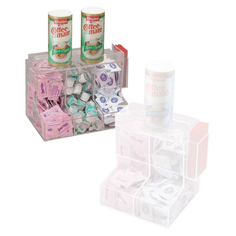 Cal-Mil 786 Clear Coffee Condiment Center w/ 3 Sections, 12 x 8 x 9 1/4" High