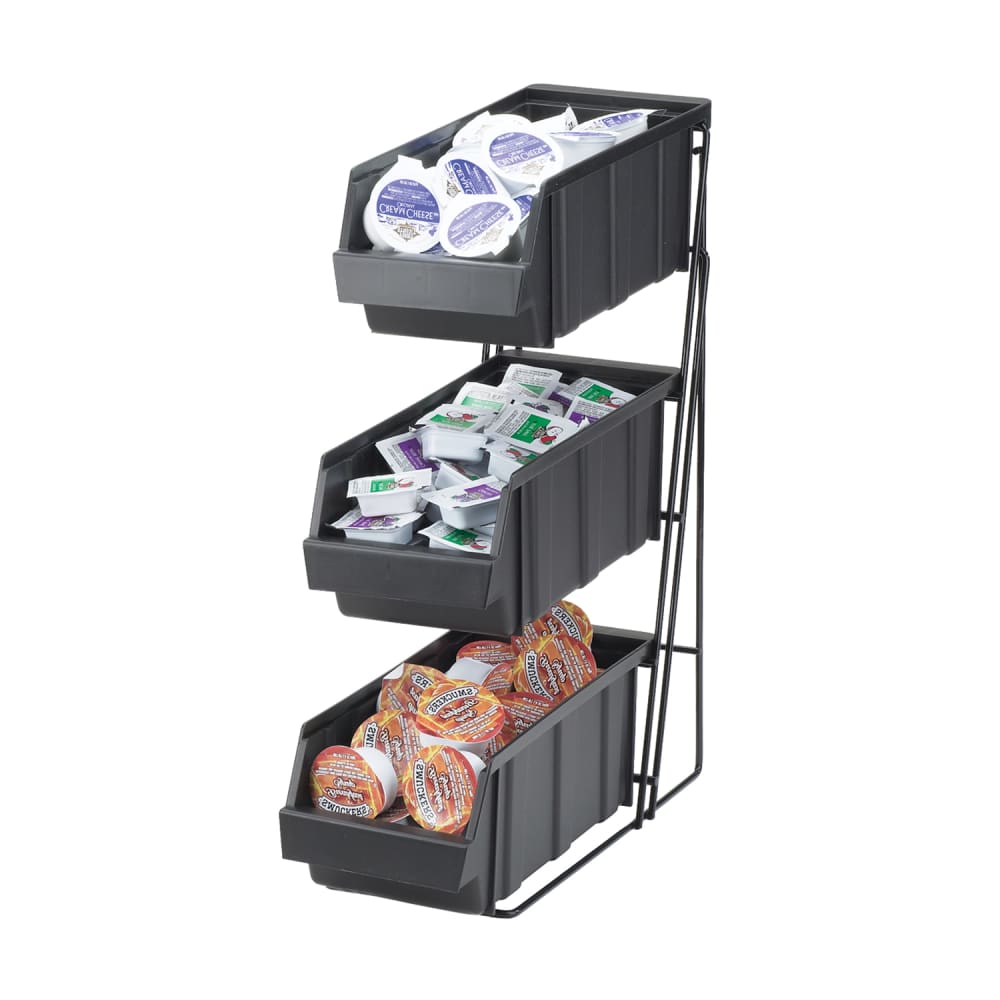 Cal-Mil 841 Condiment Organizer w/ (3) Bins - Black