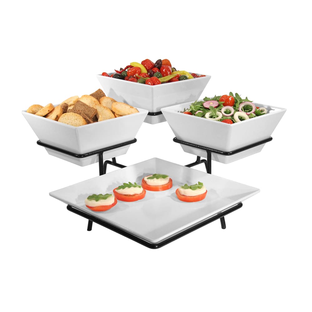 Cal-Mil SR1020-13 11" Square Gourmet Display Platter/Bowl Display - Metal, Black