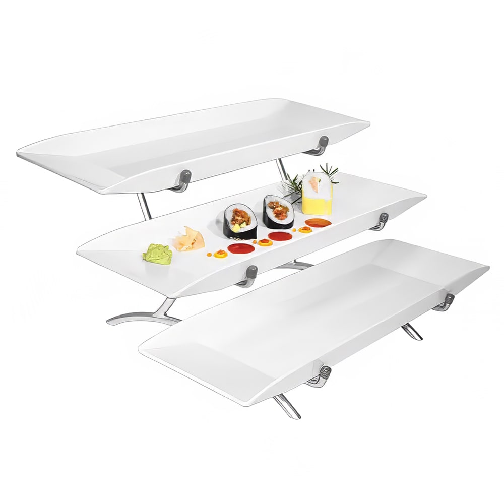 Cal-Mil SR1033-39 3 Tier Rectangular Sierra Tier Display Set - Melamine, Platinum