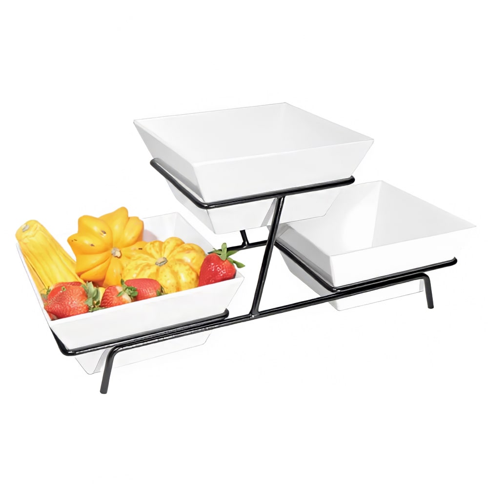 Cal-Mil SR2030-13 2 Tier Square Gourmet Bowl Display - Melamine, Black
