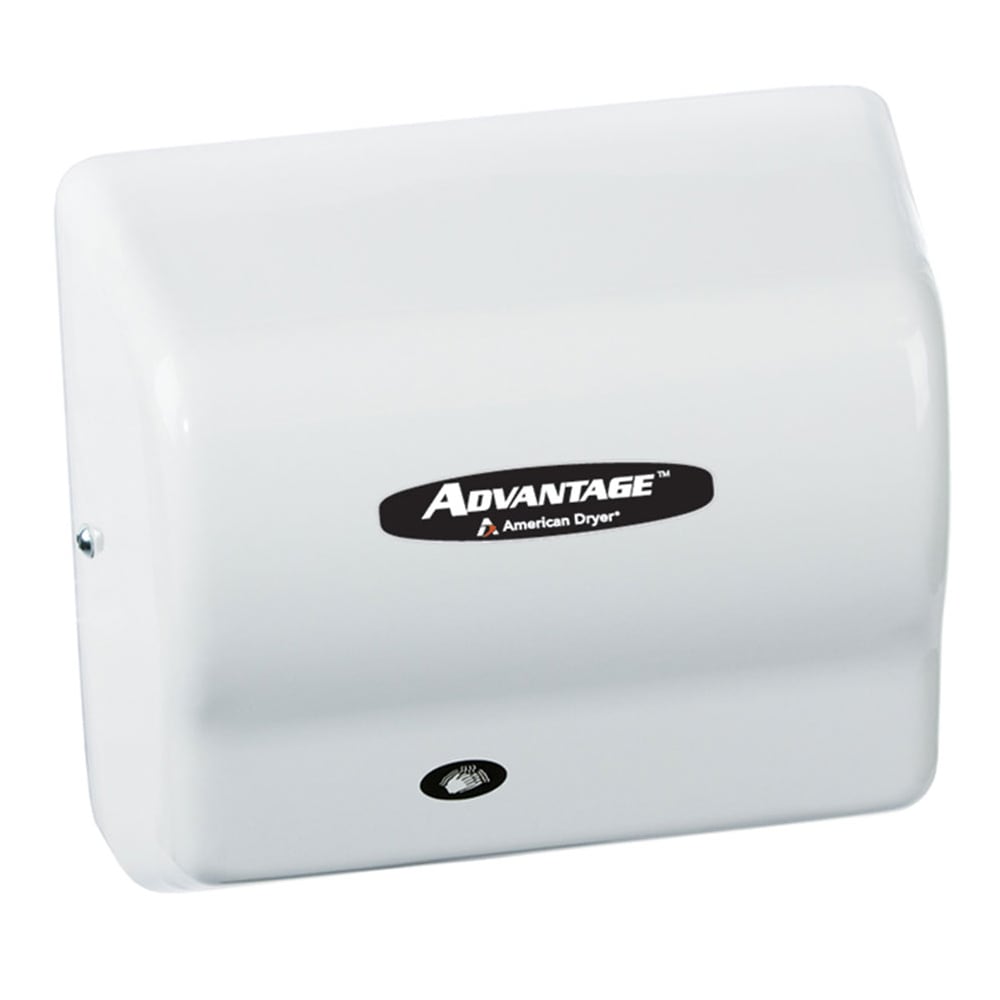 American Dryer Automatic Hand Dryer w/ 25 Second Dry Time - White ABS, 100 240v/1ph (AD90)