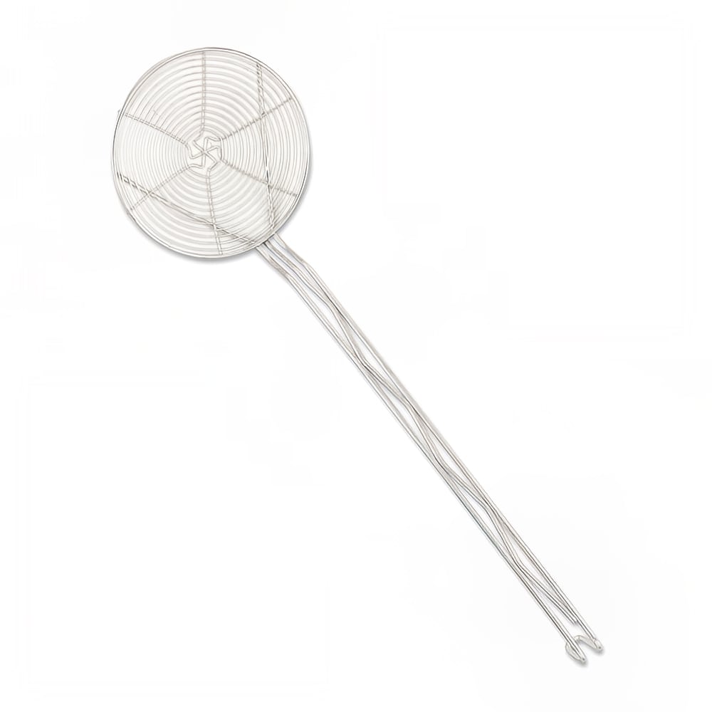 Browne Skimmer, 8" Diameter, Long Hooked Handle, Spiral Wire, Full Tinned (1308)