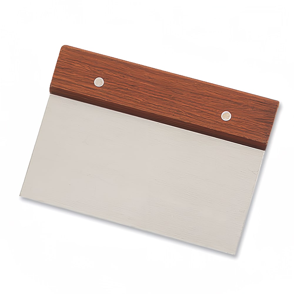 Browne Dough Cutter/Scraper w/ Wood Handle - 6" x 4", Stainless Steel (574264)