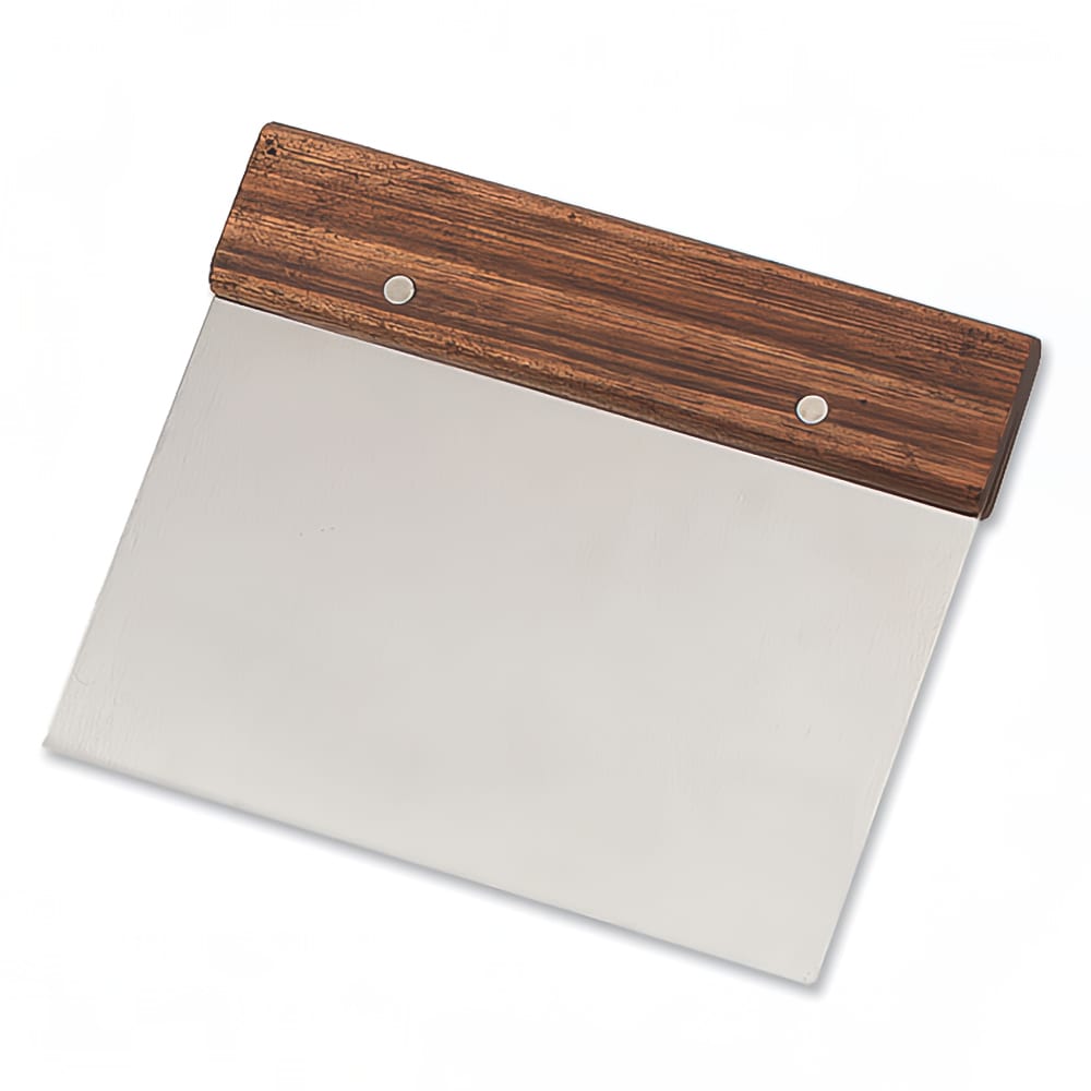 Browne Dough Cutter/Scraper w/ Wood Handle - 7" x 5", Stainless Steel (574269)