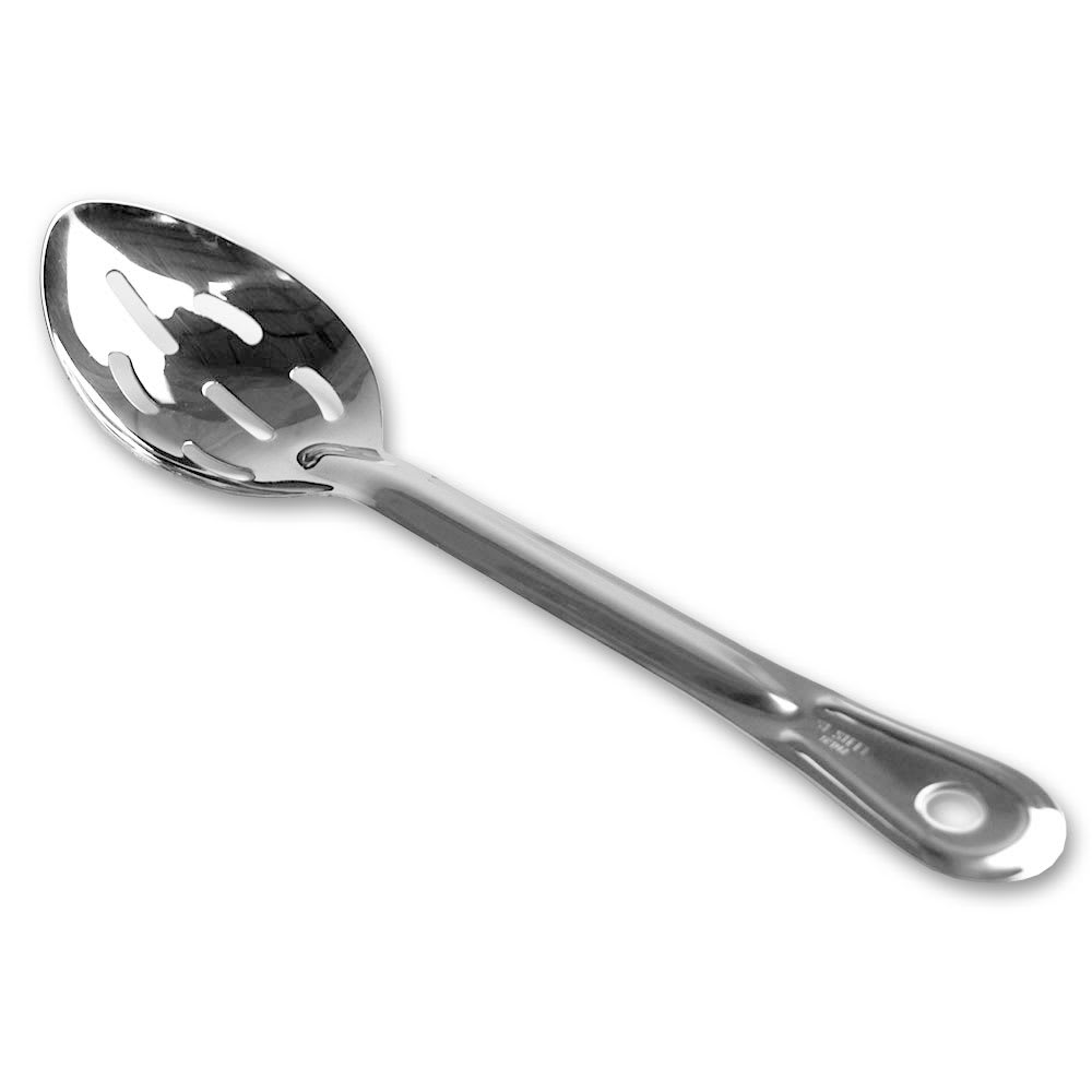 Browne 11" Slotted Serving Spoon w/ Grooved Handle, Medium Stainless (572113)