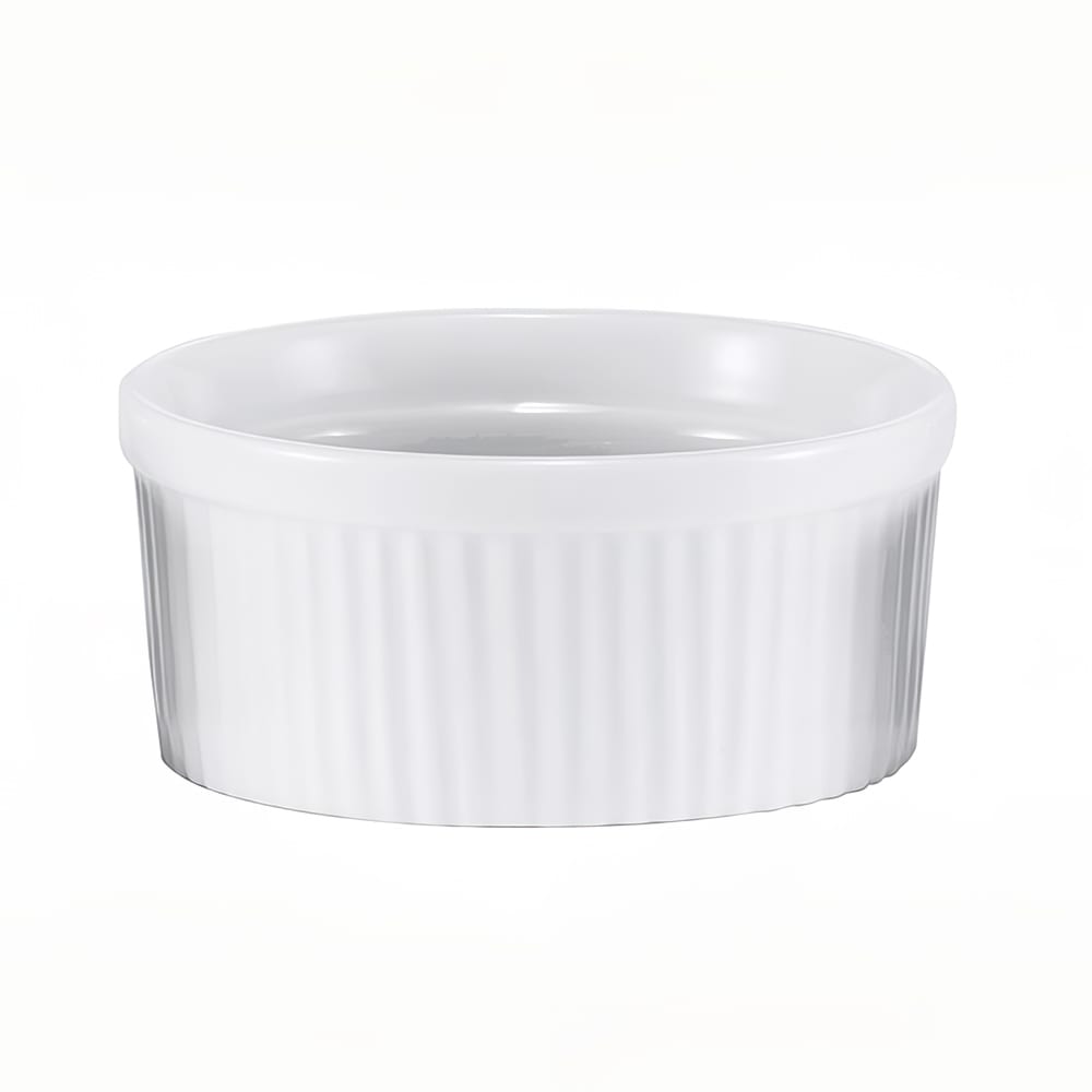 Browne 2 1/2 oz Ramekin - Ribbed, Ceramic, White (564003W)