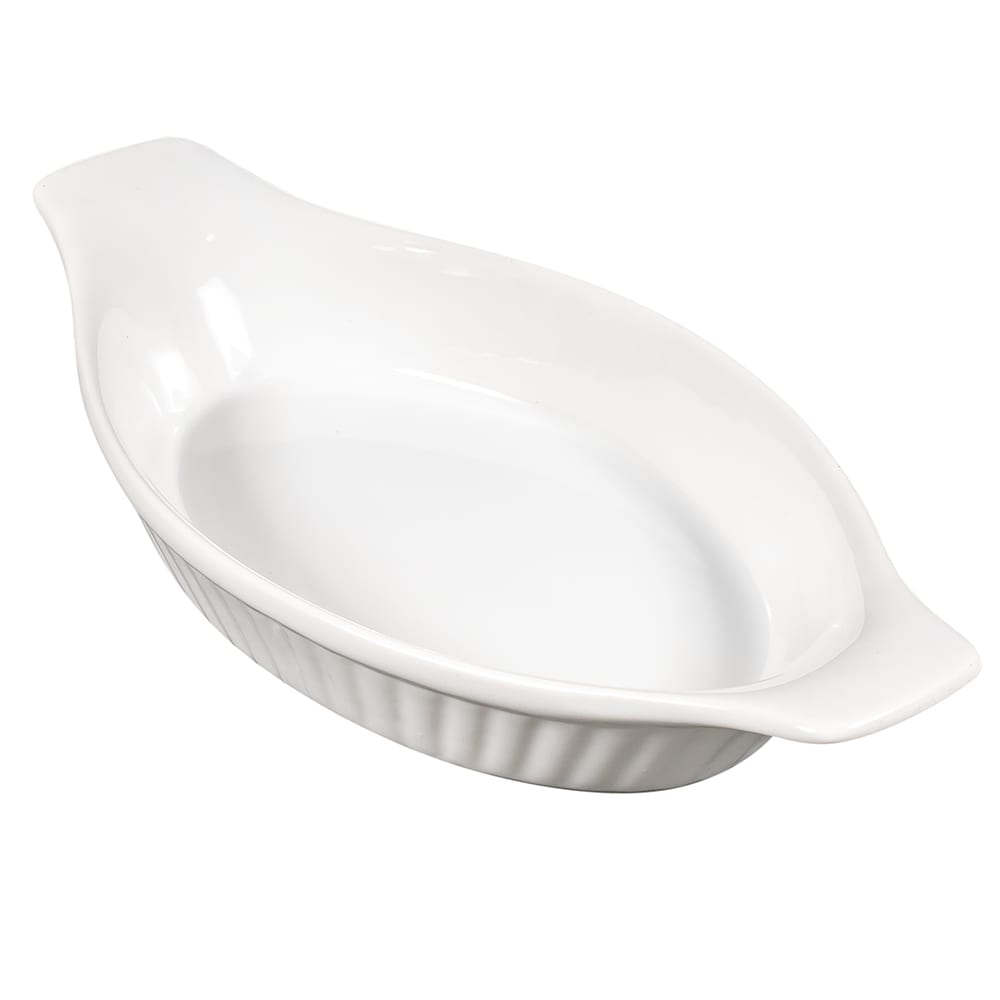 Browne 8 oz. Porcelain, Oval, Lasagna Baking Dish, White (564011)