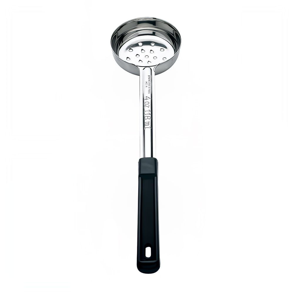 Browne 4 oz Spoodle - Perforated, Stainless Steel, Black Plastic Handle (5757241)