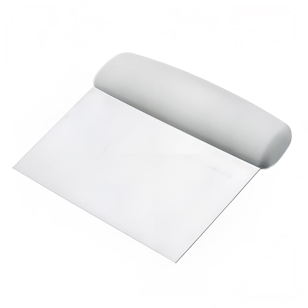 Browne Dough Cutter/Scraper w/ White Plastic Handle - 6" x 3", Carbon Steel (574379)