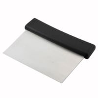 Browne Dough Cutter/Scraper w/ White Plastic Handle - 6" x 3", Carbon Steel (574379) thumbnail 2