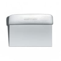 Browne Dough Cutter/Scraper w/ White Plastic Handle - 6" x 3", Carbon Steel (574379) thumbnail 3