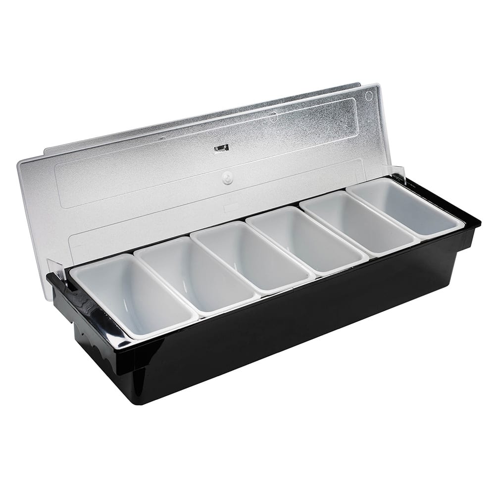 Browne (6) Compartment Bar Garnish Tray - Flat Hinged Lid (57483802)