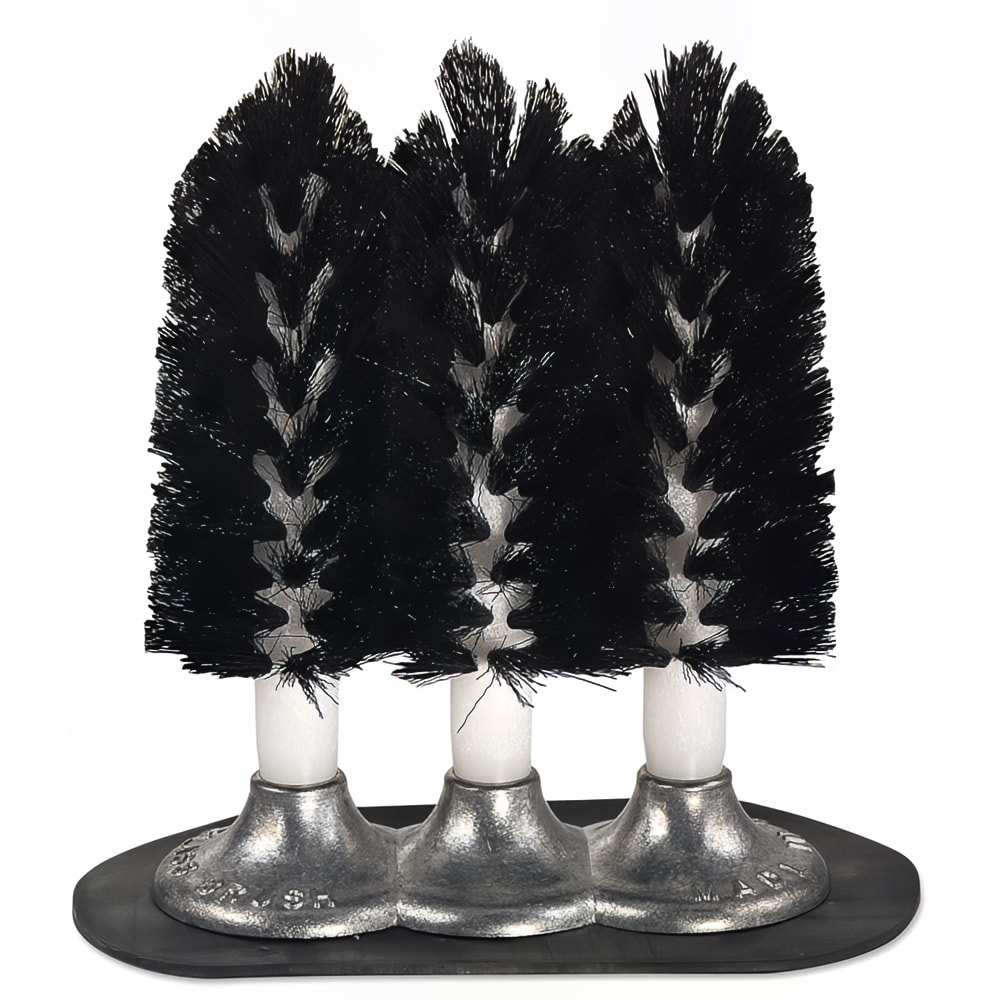 Browne Triple Glass Brush, 8 1/2 in, Suction Base, Black Nylon Brushes (616113)