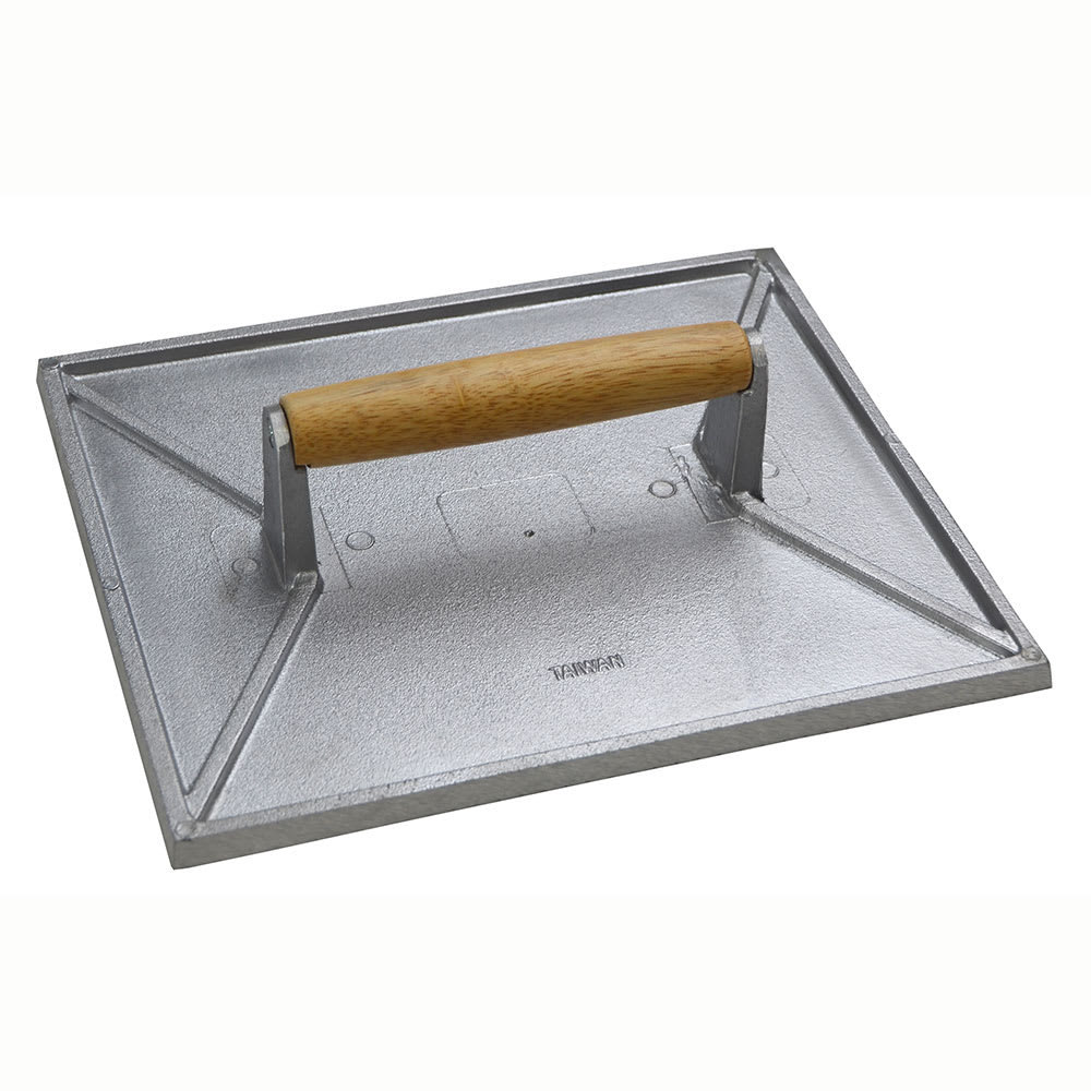 Browne Steak Weight,  Aluminum w/ Ribbed Bottom & Wooden Handle (708)